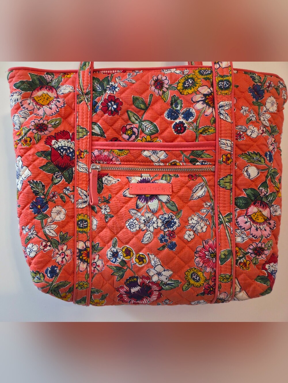 Vera Bradley Coral Floral Quilted Tote